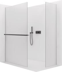 Cerano - Walk-in Crystal TL/P zuhanyfal - 8 mm - merevítő nélküli rendszer + törölközőtartó polc/tartó - matt fekete, matt üveg - 130x120x200 cm