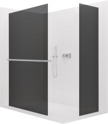 Cerano - Walk-in Crystal TL/P zuhanyfal - 8 mm - merevítő nélküli rendszer + törölközőtartó polc/tartó - króm, grafitüveg - 120x60x200 cm