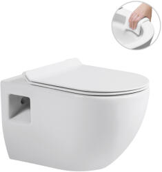 Cerano - fali WC Dure, perem nélküli öblítés + Slim/SoftClose ülőke - fényes fehér - 51x35 cm (CER-650938)