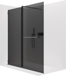 Cerano - Medin bal/jobb beépített zuhanykabin - 8 mm - matt fekete, grafitüveg - 160x195 cm - kétrészes tolóajtó
