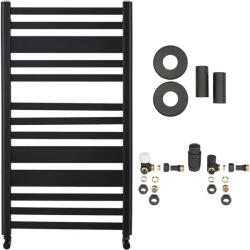 Cerano - Enrico fürdőszobai radiátor szett - központi fűtés - oldalsó csatlakozás - 467W - matt fekete - 970x500 mm