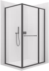 Cerano - Versaro B/J zuhanykabin - 6 mm - matt fekete, átlátszó üveg - 130x100 cm - kihúzható