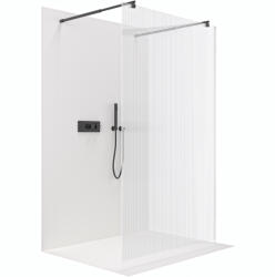 Cerano - Zuhanykabin Onyx Duo bal/jobb - 8 mm - kerek tartó - matt fekete, rovátkolt üveg - 150x200 cm