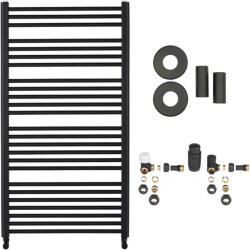 Cerano - Alberto fürdőszobai radiátor szett - központi fűtés - oldalsó csatlakozás - 716W - matt fekete - 1180x650 mm