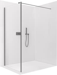 Cerano - Antelo bal oldalfal - B/J - 6 mm - matt fekete, átlátszó üveg - 30x190 cm - egy darabból fix