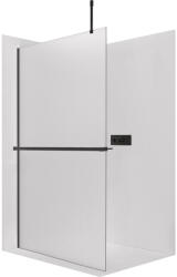 Cerano - Zuhanykabin Onyx Top Cube bal/jobb - 8 mm - négyzet alakú tartó + polc/törölközőtartó - matt fekete, matt üveg - 90x200 cm