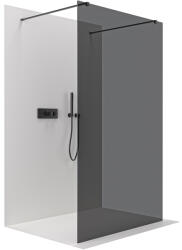 Cerano - Zuhanykabin Onyx Duo bal/jobb - 8 mm - négyzet alakú tartó - matt fekete, grafitüveg - 130x200 cm