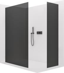 Cerano - Walk-in Crystal TL/P zuhanyfal - 8 mm - merevítő nélküli rendszer - matt fekete, grafitüveg - 150x60x200 cm