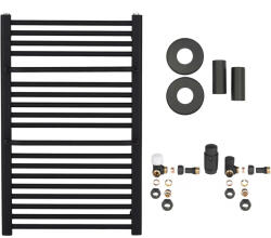 Cerano - Fürdőszobai radiátor szett Antonio - központi fűtés - oldalsó csatlakozás - 484W - matt fekete - 860x550 mm