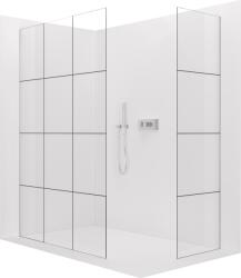 Cerano - Walk-in Crystal TL/P zuhanyfal - 8 mm - merevítő nélküli rendszer - króm, ipari üveg - 150x140x200 cm