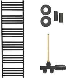 Cerano - Fulgiduson fürdőszobai radiátor szett - központi fűtés - oldalsó egypontos csatlakozás - 765W - matt fekete - 1800x530 mm (CER-663598)