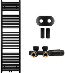 Cerano - Lincoln fürdőszobai radiátor szett - központi fűtés - központi csatlakozás 50 mm - 559W - matt fekete - 1800x500 mm (CER-663421)