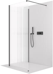 Cerano - Zuhanykabin Onyx Corner Cube bal/jobb - 8 mm - négyzet alakú tartó - matt fekete, rovátkolt üveg - 130x90x200 cm