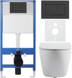 Cerano - Komplett falsík alatti WC-szett Lite/Cesso - matt fehér - WC-nyomógomb Classic, matt fekete - falsík előtti beépítés/gipszkarton - 49x36 cm (CER-8050BD93)