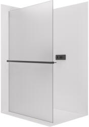 Cerano - Walk-in kristály zuhanyfal bal/jobb - 8 mm + törölközőtartó polc/betét - merevítő nélküli rendszer - matt fekete, matt üveg - 80x200 cm