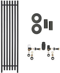 Cerano - Valerio fürdőszobai radiátor szett - központi fűtés - oldalsó csatlakozás - 872W - matt fekete - 1560x390 mm