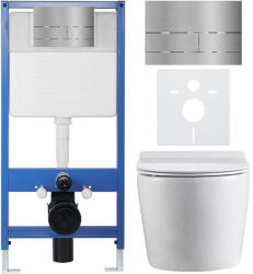 Cerano - Komplett falsík alatti WC-szett Lite/Felci - fényes fehér - Line WC-nyomógomb, rozsdamentes acél - falsík alatti beépítés - 52, 5x36 cm (CER-8050BD84328)