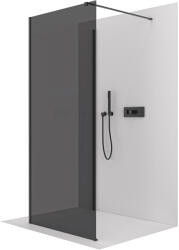 Cerano - Zuhanykabin Onyx Corner Cube bal/jobb - 8 mm - négyzet alakú tartó - matt fekete, grafitüveg - 90x90x200 cm
