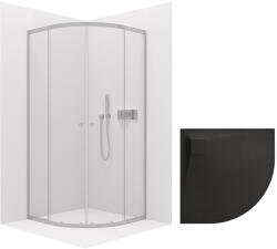 Cerano - Zuhanykabin Orso B/J 6 mm - R550 - króm + CERANO - Zuhanytálca Quarto - R550 - strukturált fekete matt - 80x80 cm