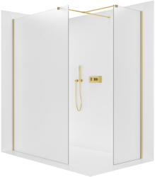 Cerano - Zuhanykabin Onyx TL/P - 8 mm - négyzet alakú tartó - szálcsiszolt arany, matt üveg - 150x40x200 cm