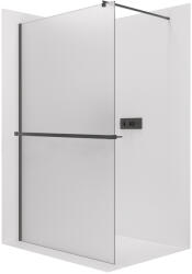 Cerano - Zuhanykabin Onyx kerek bal/jobb - 8 mm + polc/törölközőtartó - kerek tartó - matt fekete, matt üveg - 100x200 cm