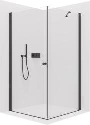 Cerano - Zuhanykabin Antelo B/J - 6 mm - matt fekete, átlátszó üveg - 100x60x190 cm - forgatható