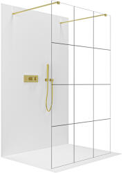 Cerano - Walk-in Onyx Duo bal/jobb zuhanykabin - 8 mm - négyzet alakú tartó - szálcsiszolt arany, ipari üveg - 160x200 cm