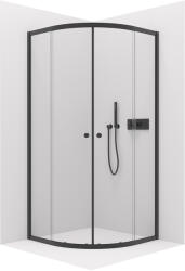 Cerano - Zuhanykabin Orso B/J - 5 mm - negyedkör alakú - R550 - fekete, átlátszó üveg - 90x90x195 cm - tolóajtó