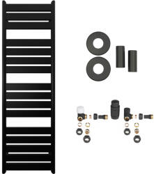 Cerano - Arturo fürdőszobai radiátor szett - központi fűtés - oldalsó csatlakozás - 859W - matt fekete - 1600x500 mm