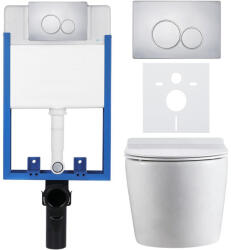 Cerano - Komplett falsík alatti WC-szett Lite/Felci - fényes fehér - Duo WC-gomb, króm - fali szereléshez - 52, 5x36 cm