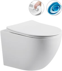 Cerano - fali WC Cesso, Vortex Rimless + Slim/UF ülőke - fényes fehér - 49x36 cm