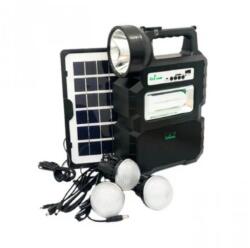 CcLamp Kit solar portabil, lanterna si 3 becuri LED, Bluetooth, Powerbank USB, radio : Culoare - negru (CL-810)