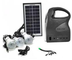 GDLite Kit solar portabil cu Lanterna, 3 becuri LED - Premium : Culoare - negru (GD-7)