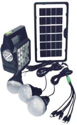 GDTIMES Kit solar portabil-Lanterna LED multifunctionala, 3 becuri, power bank : Culoare - negru (GD-105)