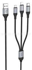 hoco. X102 töltőkábel 3in1 USB - Type-C/lightning/microUSB, 100cm, FEKETE (HOCO_X102_B) (HOCO_X102_B)