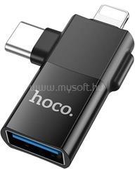 hoco. UA17 adapter 2in1 USB aljzat - Type-C/lightning, adatátvitel és töltés, FEKETE (HOCO_UA17_USB_TYPEC_LIGHTNING) (HOCO_UA17_USB_TYPEC_LIGHTNING)