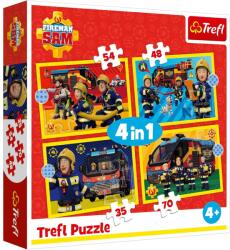 Trefl Пъзел Trefl 4 в 1 - Пожарникарят Сам на служба (34348) - ozone