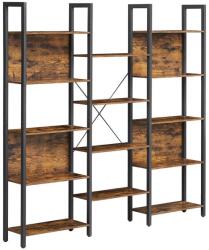 VASAGLE Raft bibliotecă 14 polițe, design industrial, maro/metal, 1 (LLS107B01) Raft