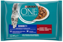 ONE Senior Marhával és Sárgarépával nedves macskaeledel 4x85g