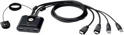 ATEN Switch KVM Aten CS22HF-AT, 2 x HDMI + 2 x USB, 1.2 m, Black (CS22HF-AT)