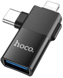 hoco. UA17 adaptor 2in1 (mufă USB - Type-C/lightning, OTG, transfer de date și încărcare) BLACK UA17_USB_TYPEC_LIGHTNING (UA17_USB_TYPEC_LIGHTNING)