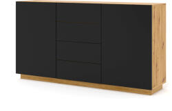 BIM Furniture Комод aura 2d4s 164 см, дъб артисан/черен мат (aurakom2d4sdaset)