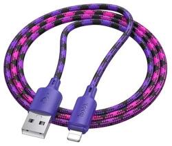 hoco. x116 adatkábel, usb - lightning, 12w, 100cm, cipőfűző, lila, kompatibilis: Apple iPhone 6S 4.7 / IPAD mini 5, 2019, / iPhone SE 2, 2020 (X116PURPLE)