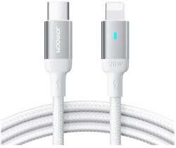 JOYROOM a10 adatkábel, type-c - lightning, 2.4a, 120cm, cipőfűző, led jelzés, fehér (S-CL020A10_120_W)