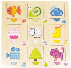  Állatok fa keretes 9 darabos puzzle