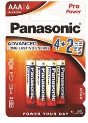 Panasonic 1.5V Alkáli AAA ceruza elem Pro power (6db / csomag) (LR03PPG/6BP 4+2F) (LR03PPG/6BP 4+2F) - xupe