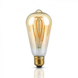 V-TAC LED lámpa , égő , izzószálas hatás , filament , E27 foglalat , Edison , 5 Watt , meleg fehér , borostyán sárga (217220)