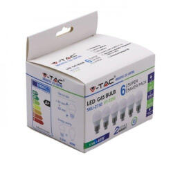 V-TAC LED lámpa , égő , kis gömb , E27 foglalat , 4.5 Watt , meleg fehér , 6 darabos csomag (212730)