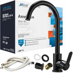 Focus Sanitar Fekete Konyhai Mosogató Csaptelep Mosdó Csap Fekete Mosdócsap (6003033)