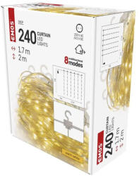 EMOS D3EW01 LED karácsonyi drop fényfüzér - fényfüggöny 1, 7x2m kültéri és beltéri meleg fehér programokkal (EMOS-D3EW01)